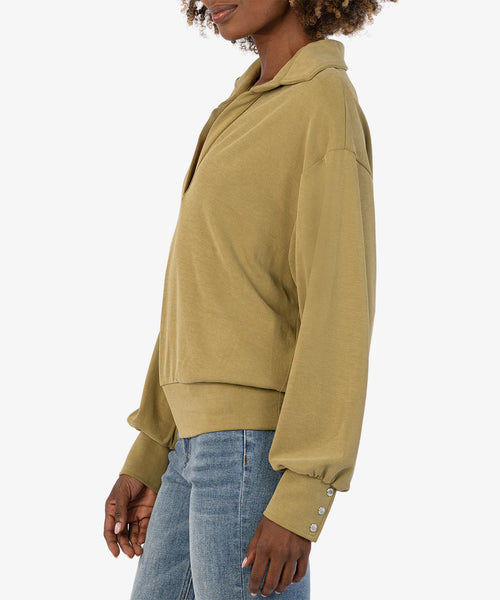 Kut From The Kloth- Audrina Johnny Collar Pullover- Pistachio