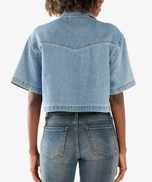 Kut From The Kloth- Birdie Button Down Crop Shirt