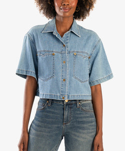 Kut From The Kloth- Birdie Button Down Crop Shirt