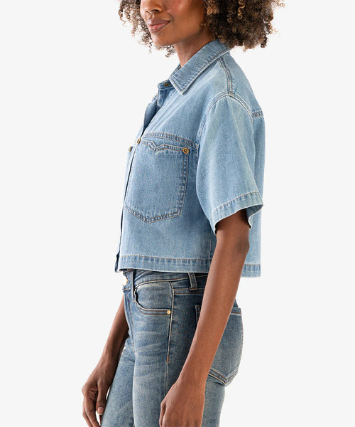 Kut From The Kloth- Birdie Button Down Crop Shirt