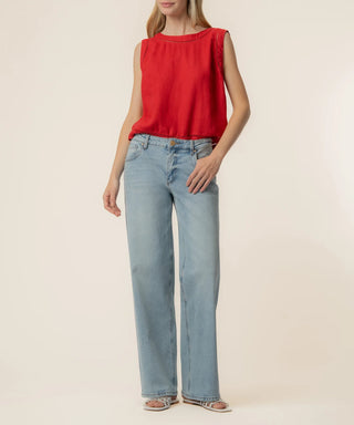 Kut From The Kloth-Joanne Sleeveless Crop Top in Tomato