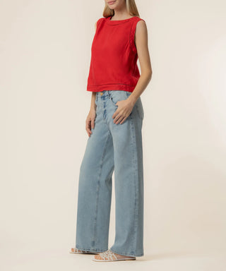 Kut From The Kloth-Joanne Sleeveless Crop Top in Tomato