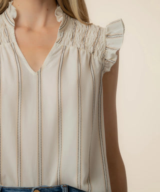 Kut From The Kloth-Ronda Ruffle Neck Top in Cream