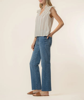 Kut From The Kloth-Ronda Ruffle Neck Top in Cream