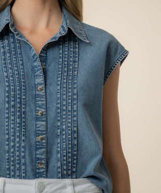 Penelope Denim Top in Beaming Wash by Kut From The Kloth