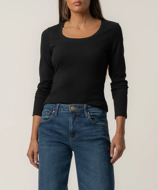 Sarah Rib Knit Top in Black / Kut From The Kloth