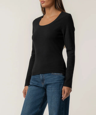 Sarah Rib Knit Top in Black / Kut From The Kloth