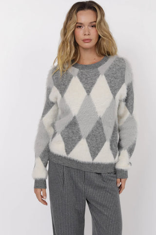 Astoria Fuzzy Argyle Pullover Sweater