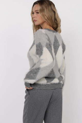 Astoria Fuzzy Argyle Pullover Sweater