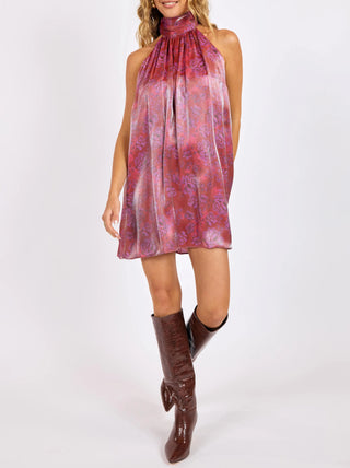 Floral Glow High Neck Mini Tent Dress