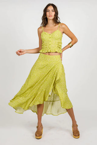 Band Of The Free- Lei Lime Floral Wrap Skirt