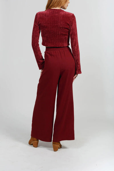 Band Of The Free- Marian Merlot Wide Leg Pant