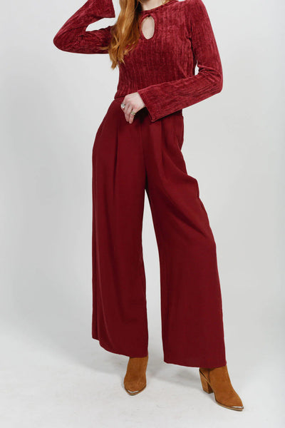 Band Of The Free- Marian Merlot Wide Leg Pant