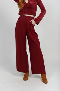 Band Of The Free- Marian Merlot Wide Leg Pant