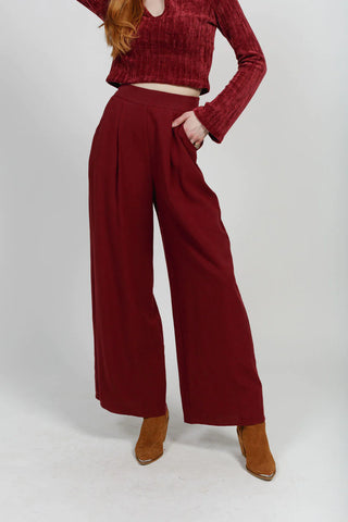 Band Of The Free- Marian Merlot Wide Leg Pant