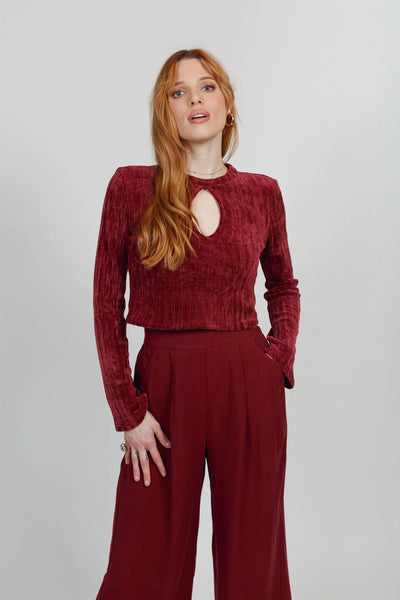 Band Of The Free- Marian Merlot Wide Leg Pant