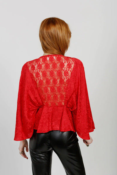 Nahara Ruby Red Batwing Top