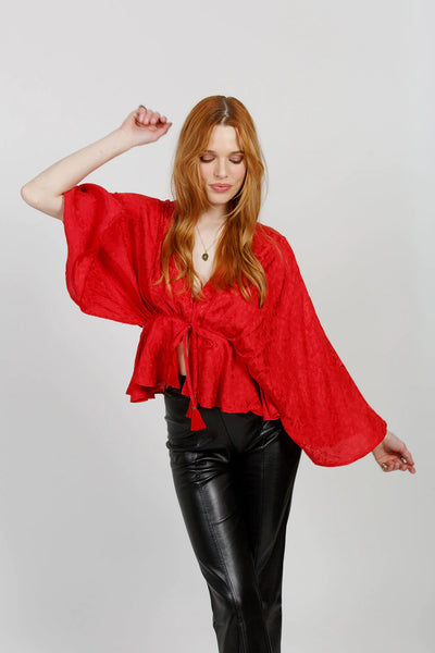 Nahara Ruby Red Batwing Top