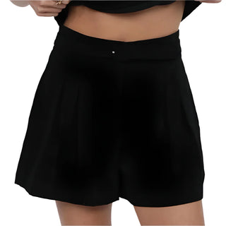 My Heart Crepe Pleat Front Belted Short