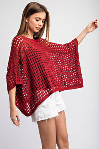 Darla Dolman Open Knit top- Merlot