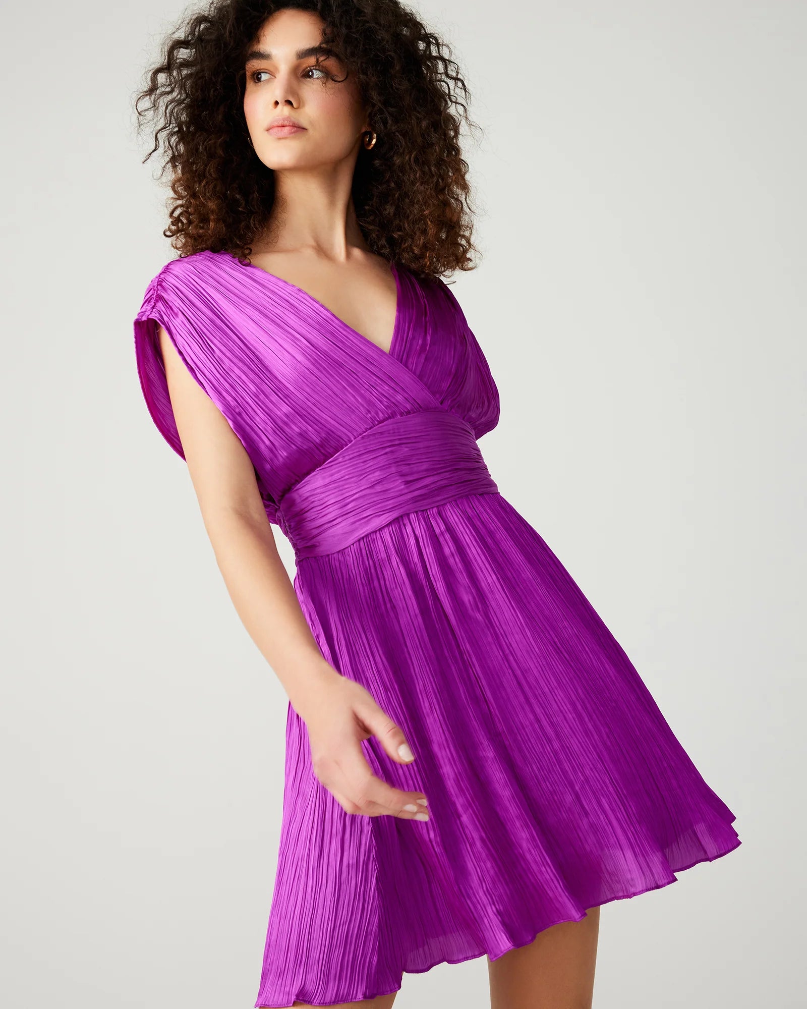 steve madden purple dress KRISTA Purple High Neck Rhinestone Detail Midi Dress