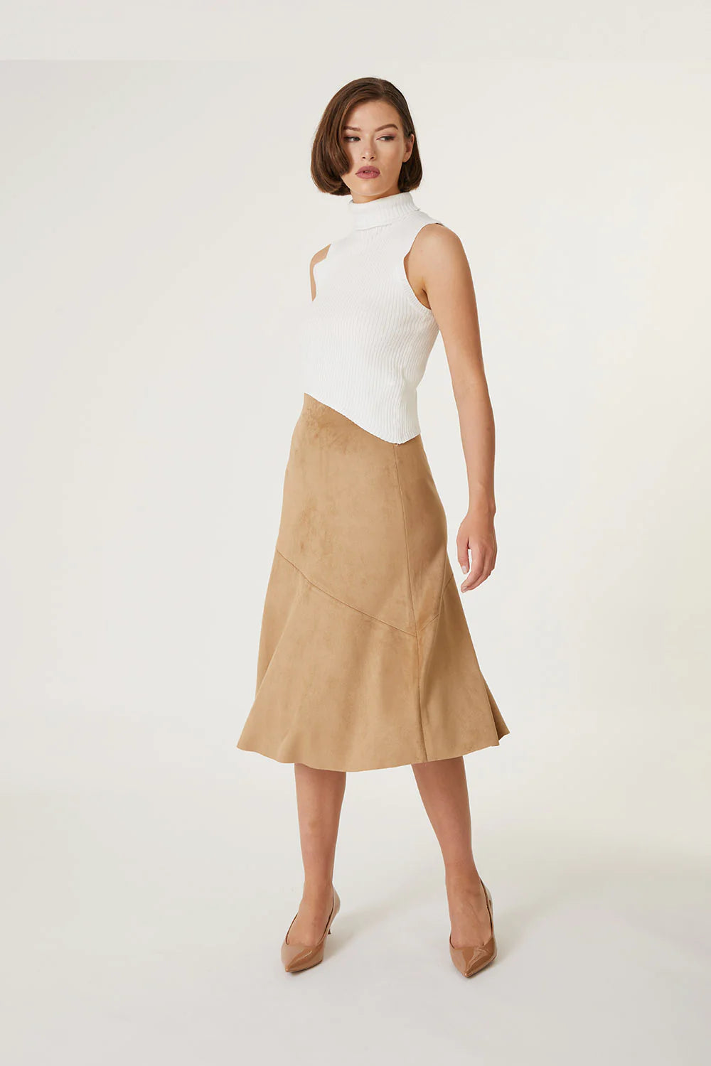 Roan Faux Suede Midi Skirt