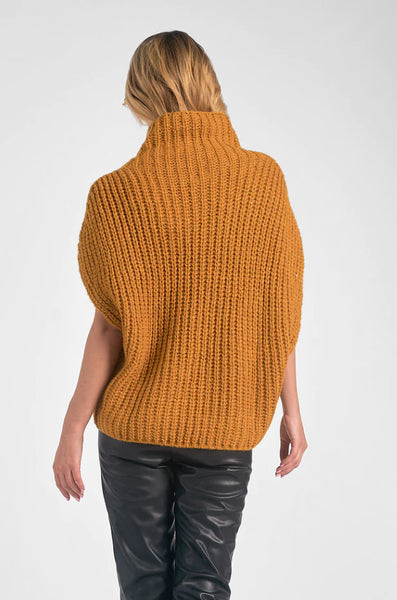 Elan Mustard Cowl Neck Sweater