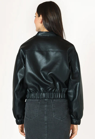 Faux Leather Bomber Jacket