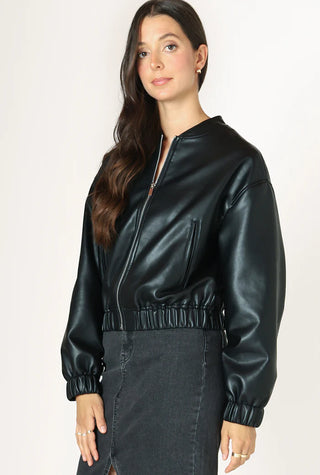 Faux Leather Bomber Jacket