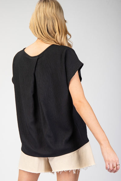 Jiselle Dolman Back Pleat Blouse- Black