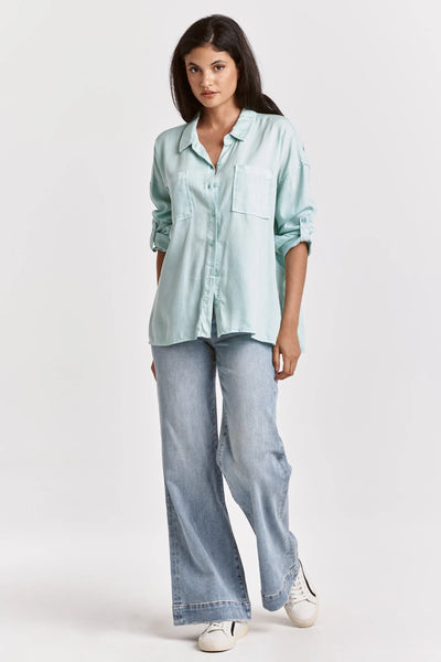 Dear John- Arianna Front Tie Shirt- Fresh Mint Tencel