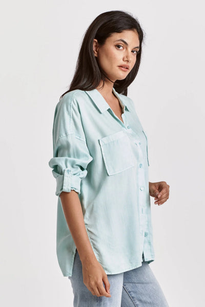 Dear John- Arianna Front Tie Shirt- Fresh Mint Tencel