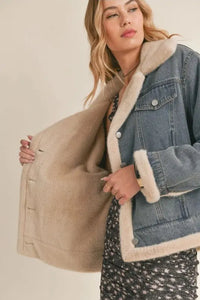 Sadie & Sage- Zee Fur Fully Lined Denim Jacket