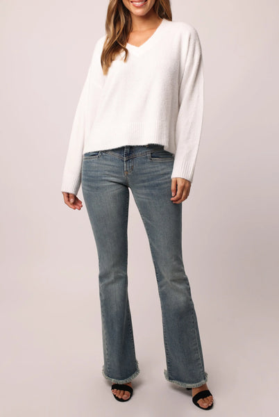 Margarita V-Neck Sweater- White