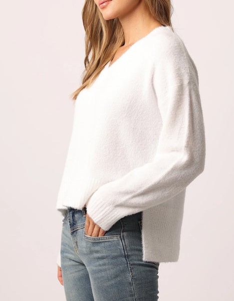 Margarita V-Neck Sweater- White