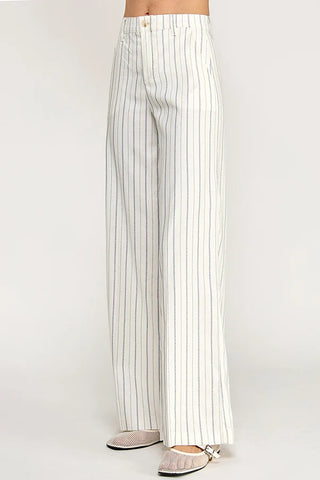 Level99 Tallulah Wide Leg in Savoy Navy Stripe