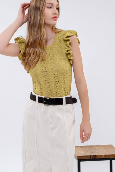 MINE - EYELET BACK TIE CROCHET KNIT TOP