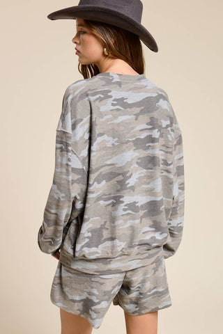 RELAXED FRENCH TERRY TEE WITH PUFFED SLEEVES