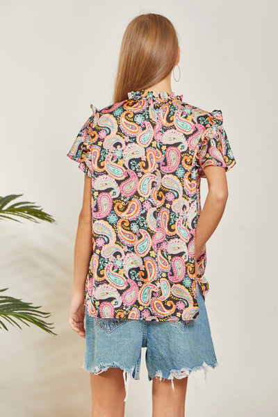 Easy Print Top Features a Tie Neck