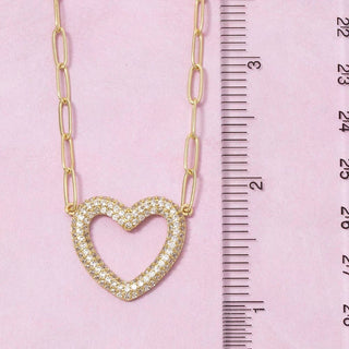 Gold Dipped Pave Cz Heart Pendant Necklace