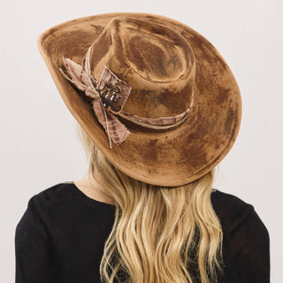 Rustic Cowgirl Feather and Band Fedora Hat