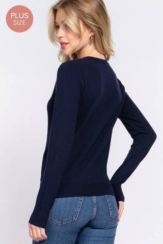 The Plus Long Sleeve Crew Neck Basic Sweater