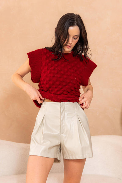 Rita - Ruffle Sleeve Textured Sweater Top