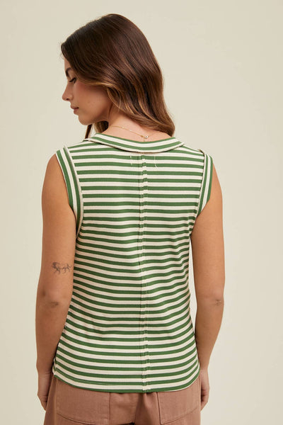 Tara Striped Ribbed Knit Tank