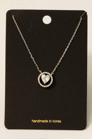 Gold Dipped Halo Set Cz Heart Pendant Necklace
