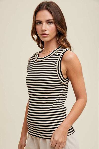 Tara Striped Ribbed Knit Tank