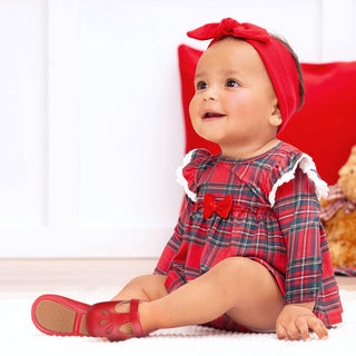 Tartan Plaid Baby Girl Bamboo Christmas Skirted Bodysuit