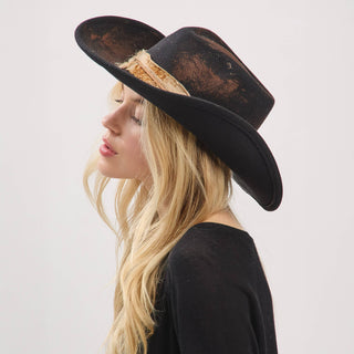 Rustic Cowgirl with Feather Fedora Hat