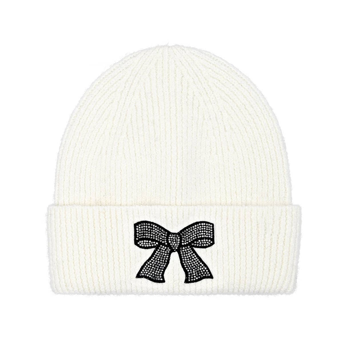 C.C Beanie - Rhinestone Ribbon Bow Embellishment C.C Beanie HTE0150