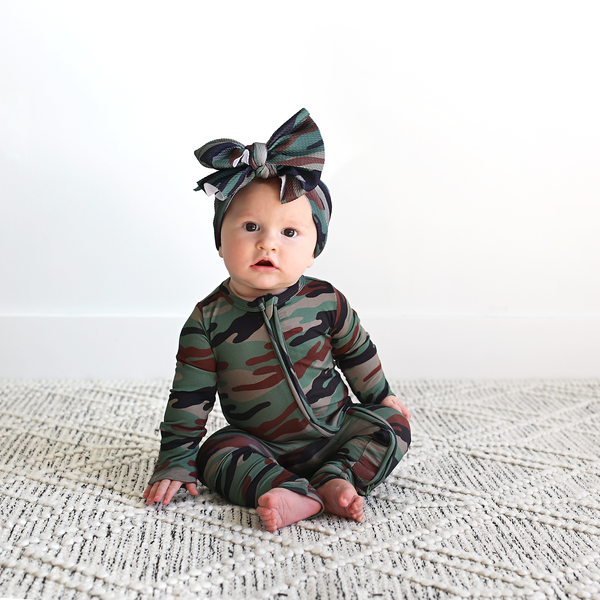 Gigi and Max - Bamboo Baby Pajama Sleepies Little Baby Zip Camo